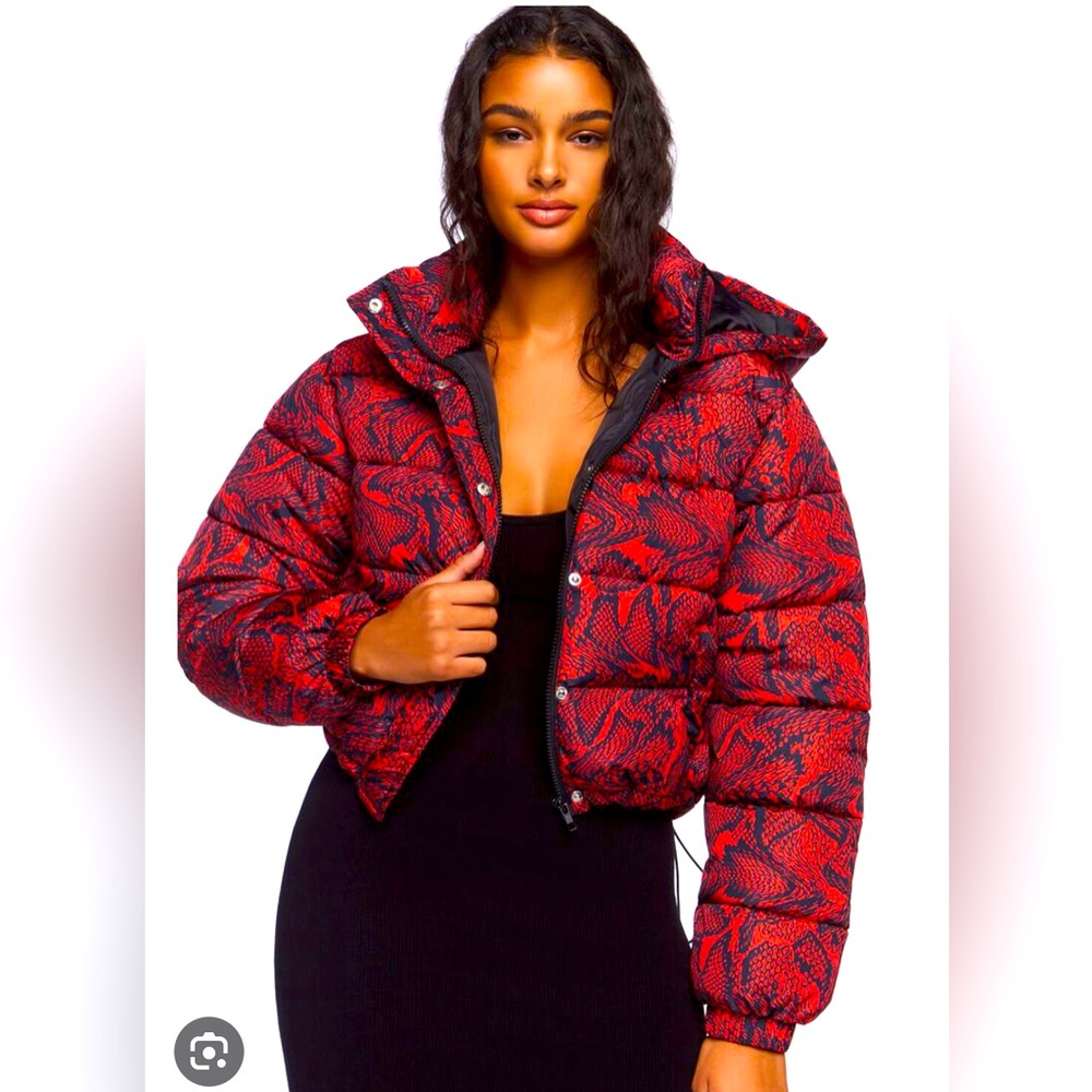 Forever 21 red and black snakeskin puffer jacket medium worn once